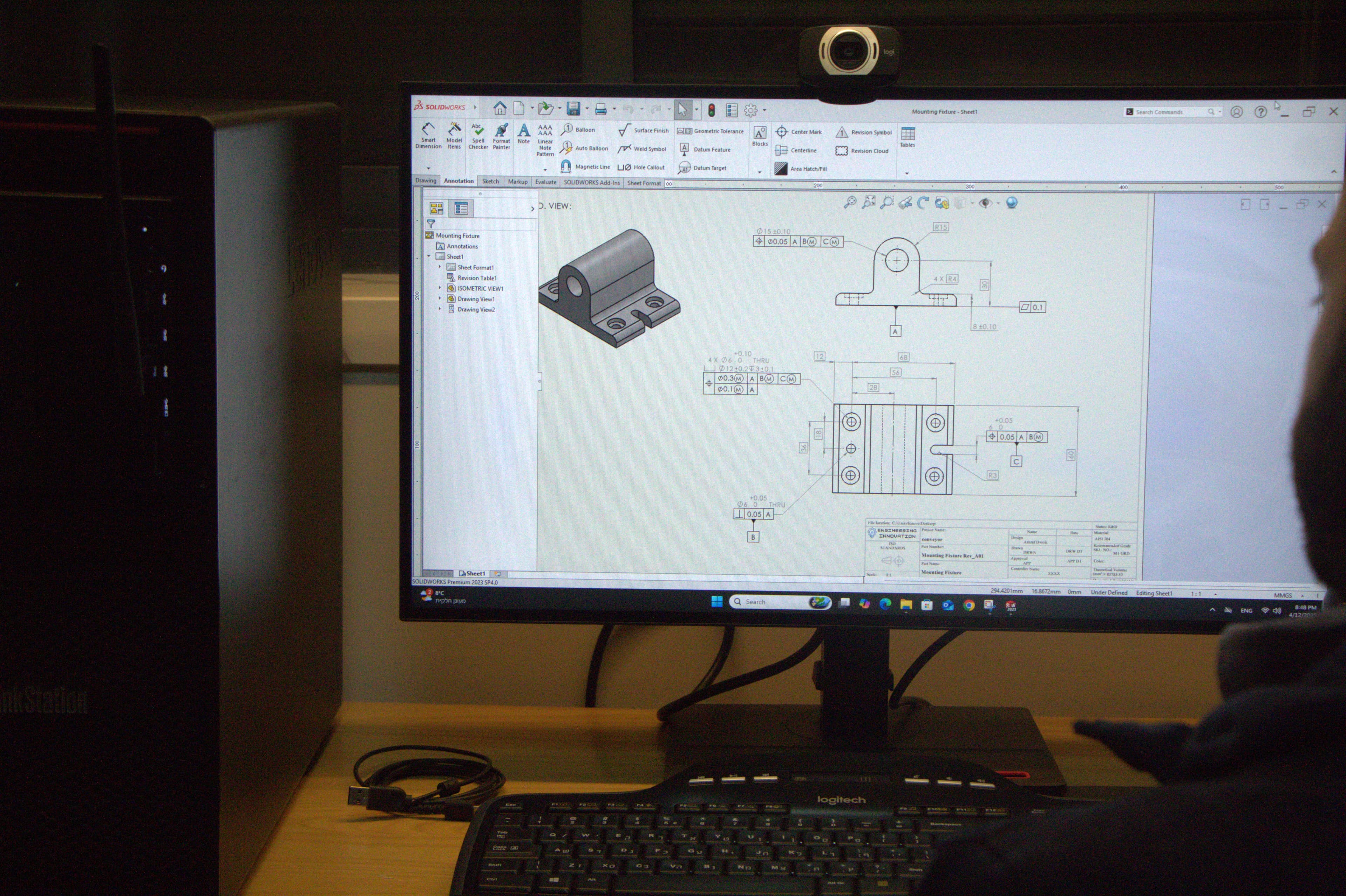 Engineer working on design